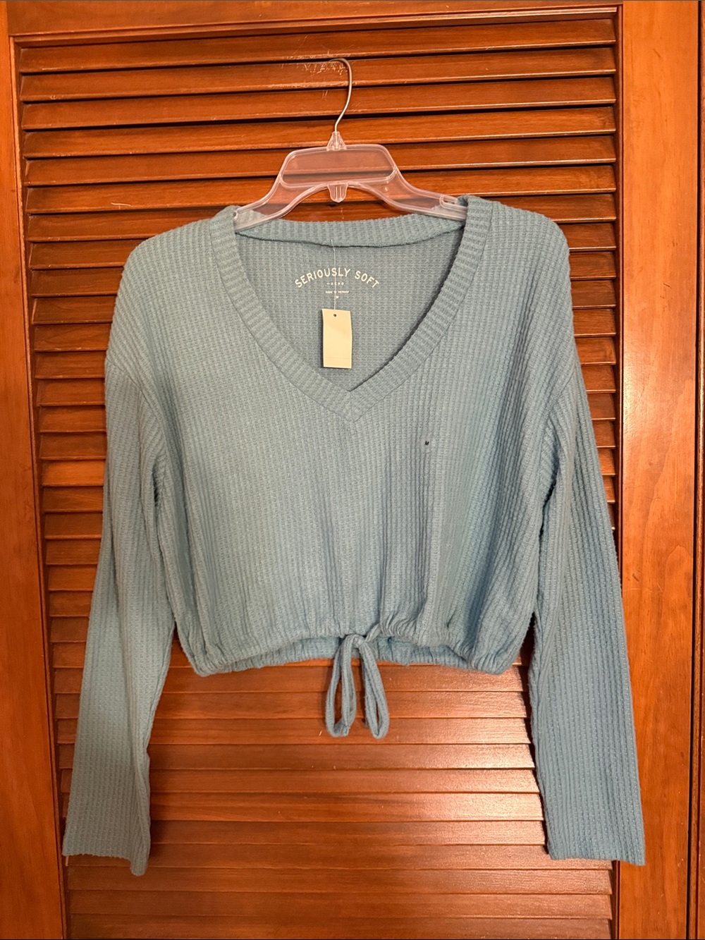 Aero Teal V-Neck Cropped Top